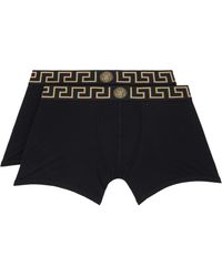 Versace - ブラック グレカ ボーダー ロング ボクサーブリーフ 2枚セット - Lyst