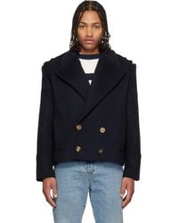 Balmain - Cropped Wool Reefer Jacket - Lyst