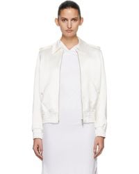 AARON ESH - Off- Satin Blouson Flight Jacket - Lyst
