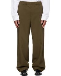 WOOYOUNGMI - Khaki Twill Elasticized Waist Trousers - Lyst
