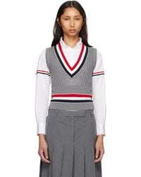 Thom Browne - Thom E Cricket Rwb Stripe Baby Ladder Cable Shrunken Vest - Lyst
