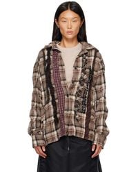 OPEN YY - Checkered Crinkle Ruffle Shirt - Lyst