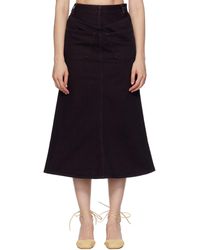 MM6 by Maison Margiela - Overdyed Reversed Denim Midi Skirt - Lyst