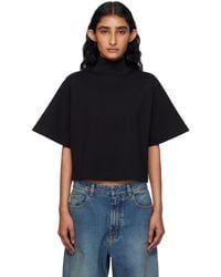 Alaïa - Ribbed Cotton High Neck T-Shirt - Lyst