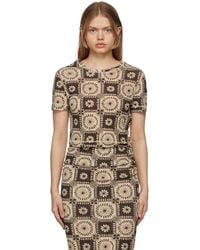 Nanushka - Brown & Beige Nilo Tile Print T-shirt - Lyst