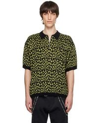 Bluemarble - ブラック＆イエロー ジャカード ニットポロシャツ - Lyst