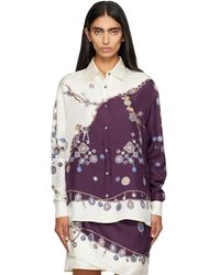 Versace - Chemise Mauve Et Blanc En Sergé De Soie À Motif Imprimé - Lyst