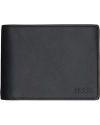 BOSS - Emed Logo Trifold Leather Wallet - Lyst