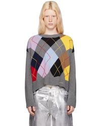 Ganni - Gray Harlequin Sweater - Lyst