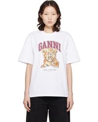Ganni - Beaded Tiger T-Shirt - Lyst