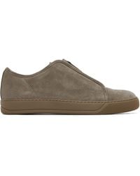 Lanvin - Taupe Dbb1 Suede Zip Sneakers - Lyst