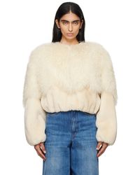 Chloé - オフホワイト クロップド シアリングジャケット - Lyst