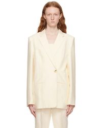 Helmut Lang - Off-white Double-breasted Blazer - Lyst