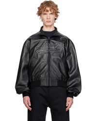 Balenciaga - Smooth Semi Grainy Leather Bomber Jacket - Lyst