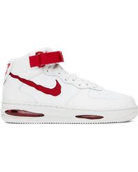 Nike - White & Red Air Force 1 Mid Evo Sneakers - Lyst
