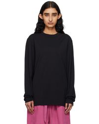 Tekla - T-shirt à manches longues de pyjama noir - Lyst