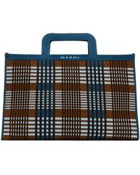 Marni - Serviette bleu et brun en tricot - Lyst