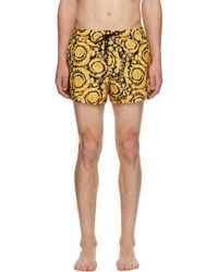 Versace - Maillot De Bain Doré Et Noir À Motif Barocco - Lyst