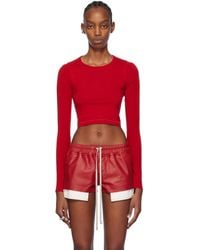 Rick Owens - Red Crop Long Sleeve T-shirt - Lyst