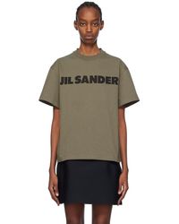 Jil Sander - T-shirt vert à logo imprimé - Lyst