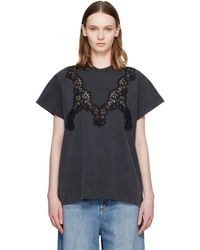 Stella McCartney - Lace Mix Washed Jersey Cotton T-Shirt - Lyst