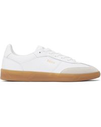 BOSS - White Leather & Suede Emed Logos Sneakers - Lyst