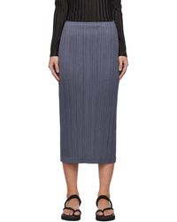 Pleats Please Issey Miyake - Jupe midi thicker bottoms 1 grise - Lyst