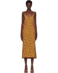 Dries Van Noten - Tan Jacquard Midi Dress - Lyst