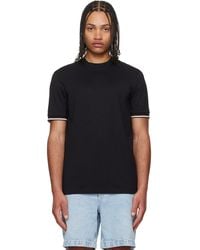 BOSS - Cotton-Jersey Signature-Stripe Cuffs T-Shirt - Lyst
