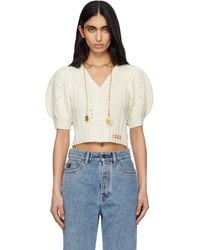 Chloé - Puff-Sleeve Wool & Cashmere Knit Cardigan - Lyst
