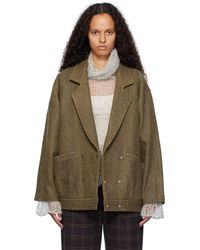 R13 - Khaki Double Breasted Jacket - Lyst