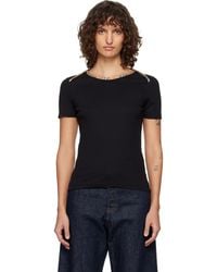 Burberry - Check Trim Stretch Cotton T-Shirt - Lyst