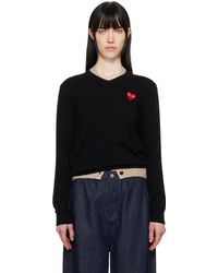 COMME DES GARÇONS PLAY - ブラック レッドハート Vネックセーター - Lyst