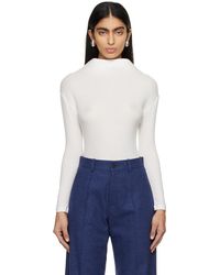 Marie Adam-Leenaerdt - T-Shirt À Manches Longues Blanc À Col Structuré - Lyst