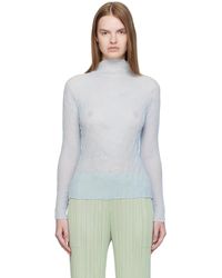 Issey Miyake - Haut Twist 3 Bleu En Crêpe Chiffon - Lyst