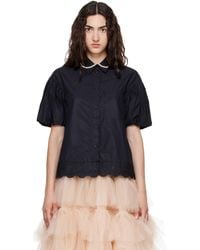 Simone Rocha - Cropped Puff Sleeve Lace Trim Shirt - Lyst