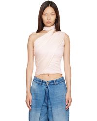 Balmain - Cross Neck Draped Fluid Jersey Top - Lyst