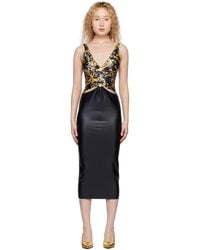 Versace Jeans Couture - Black Printed Midi Dress - Lyst