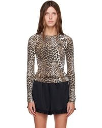 Ganni - Soft Cotton Rib Leo Long Sleeve T-Shirt - Lyst