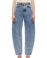 Alaïa - Jean Bleu À Taille Haute Et À Coutures Extérieures Incurvées - Lyst