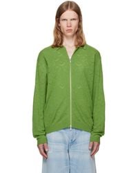 vowels - Eyelet Knitted Zip-Up Sweater - Lyst