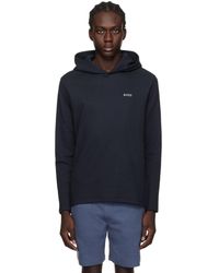 BOSS - Navy Embroidered Hoodie - Lyst
