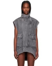 JW Anderson - グレー オーバーサイズ ノースリーブ ハイネック デニムベスト - Lyst