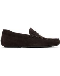 BOSS - Penny Trim Suede Loafers - Lyst
