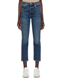 Citizens of Humanity - Indigo High-rise Crop Straight Jeans - Lyst