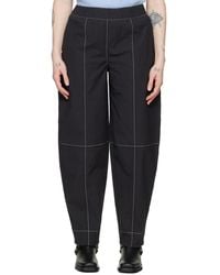 Ganni - Contrast-Stitching Straight Trousers - Lyst