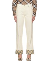 Burberry - Jean Blanc Cassé À Revers Roulés - Lyst