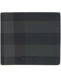 Burberry - Portefeuille noir et gris à carreaux - Lyst