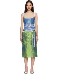 DIESEL - Open-Back Apron Satin Denim Midi Dress - Lyst