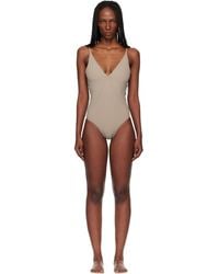 Rick Owens - Taupe Temple Deep V Bather Swimsuit - Lyst